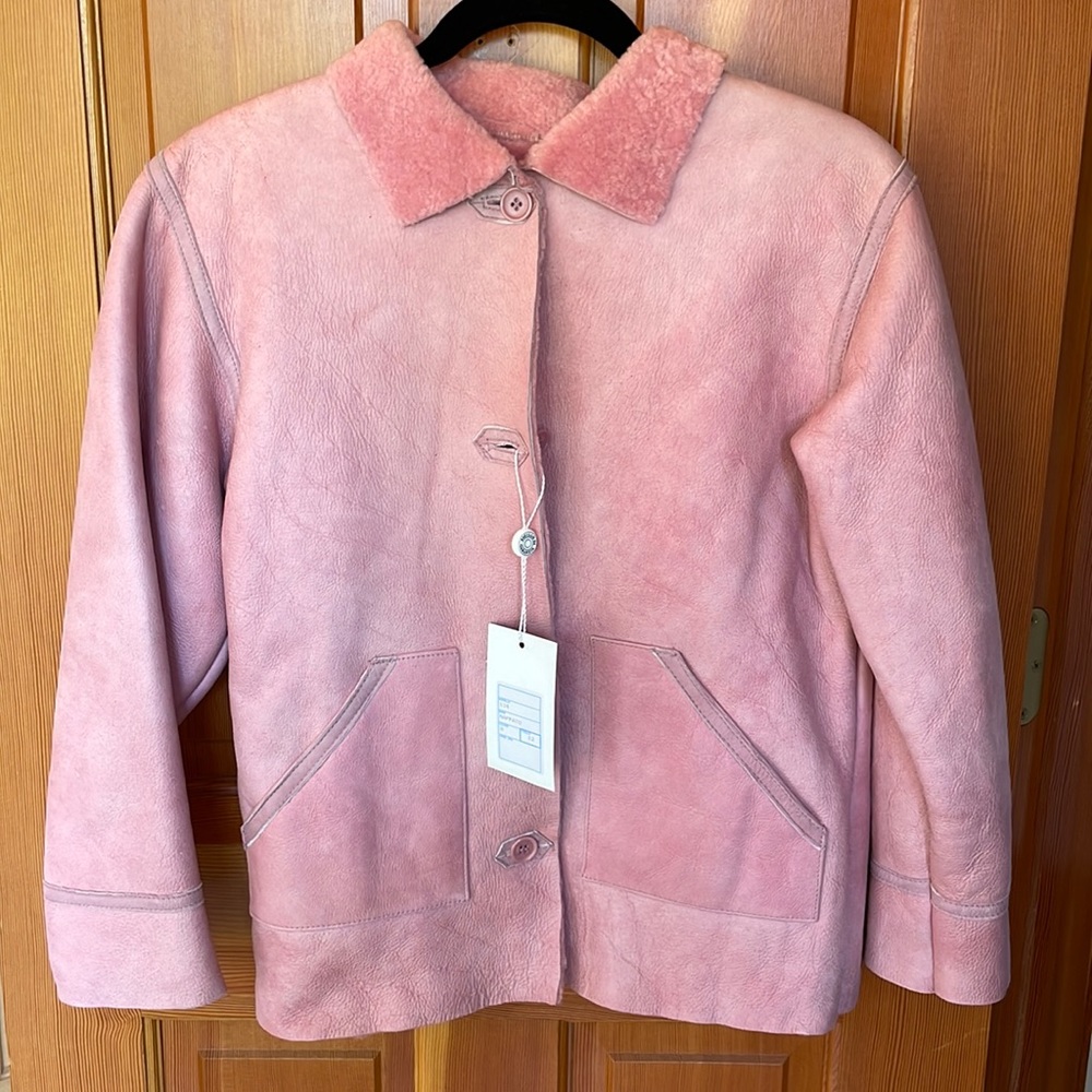Made in Italy Vecchio Ponte Pink Leather Shearling Jacket - 12Y Girls or XS/S